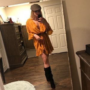 Yellow polka dot fall dress